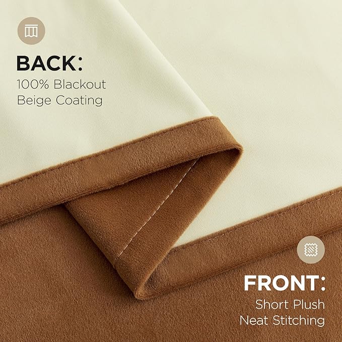 Joydeco Golden Brown 100% Blackout Curtains 108 Inch 2 Panels, Luxury Thermal - Image 9
