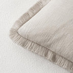 MIULEE Decorative Throw Pillow Covers Neutral Linen Fringe Throw Pillows Euro - Image 3