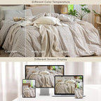 MooMee Gingham Duvet Cover Set 100% Washed Cotton Linen Like Textured - Image 6