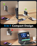 65W for MacBook Pro Charger, 5-in-1 Retractable Wall Charger Plug for iPhone 17 - Image 6
