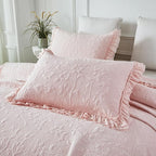 Brandream Light Pink Quilt Set King Size Cotton Shabby Chic Bedding Matelasse - Image 8
