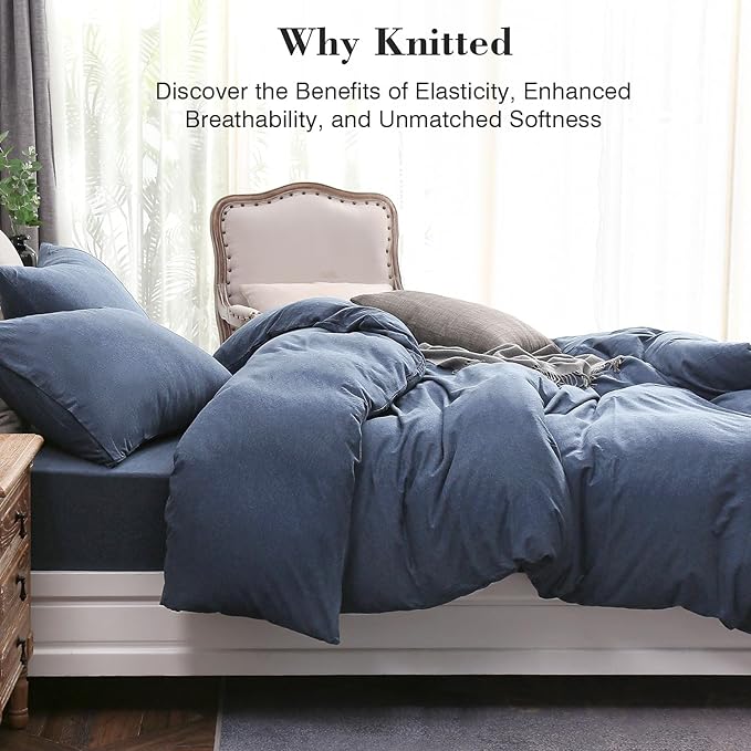 PURE ERA Jersey Knit Duvet Cover Set 100% T-Shirt Cotton Super Soft Comfy 2pc - Image 3