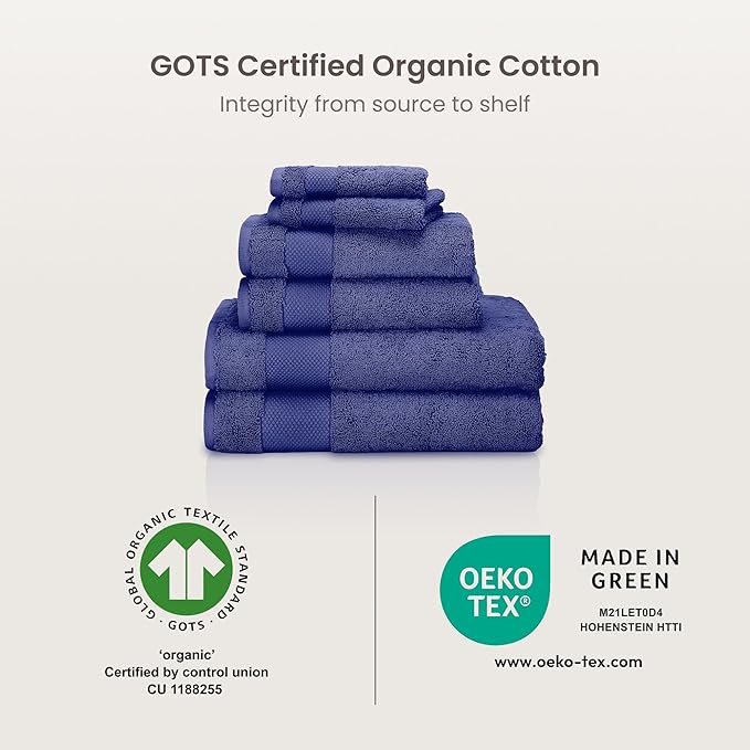 BIOWEAVES 100% Organic Cotton Bath Towel Set | 700 GSM Plush 6-Piece Premium - Image 8