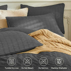 JELLYMONI Charcoal Grey Duvet Cover Twin Size, Soft Breathable Seersucker Duvet - Image 4