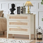 LEYAOYAO 31.5" Wide Rattan Night Stand, Large Boho Nightstand, Bedside Table - Image 7