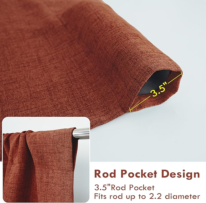 DriftAway Double Layer Linen Blackout Tie Up Curtains Thermal Insulated Fully - Image 4