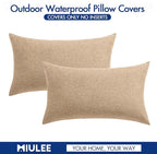 MIULEE Pack of 2 Decorative Outdoor Solid Waterproof Throw Pillow Covers Faux - Image 6