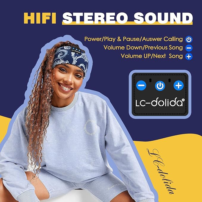 LC-dolida Sleep Headphones Bluetooth Headband Sleeping Wireless Headband - Image 4