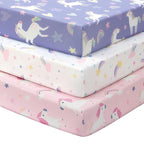 Baby Crib Sheets Girl, 3 Pack Toddler Bed Sheets by FIEMOL