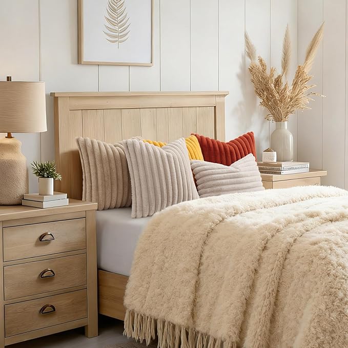 decorUhome Cozy Faux Fur Throw Pillow Covers 22x22 Set of 2 Decorative Soft - Image 8
