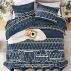 Andency Navy Twin Quilt Set, 2 Pieces Boho Lightweight Soft Striped Bedspread - Image 3