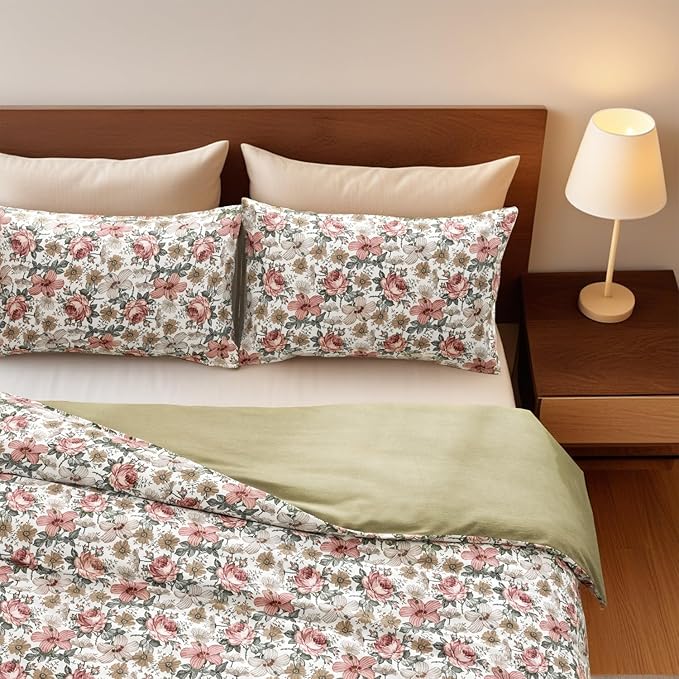 SLEEPBELLA Duvet Cover King, 600 Thread Count Cotton Pink & Yellow & Beige - Image 4