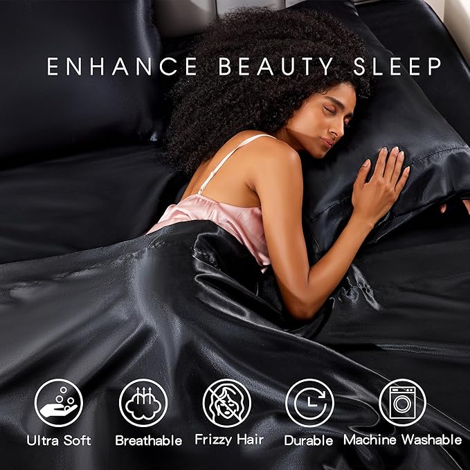 FreshCulture Satin Sheets Twin XL Bed Set - Image 7