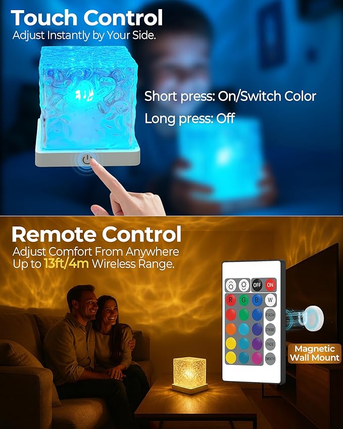 2-Pack Rechargeable Shower Lights, 16 Color Ocean Wave Projector Light Cordless - Image 5