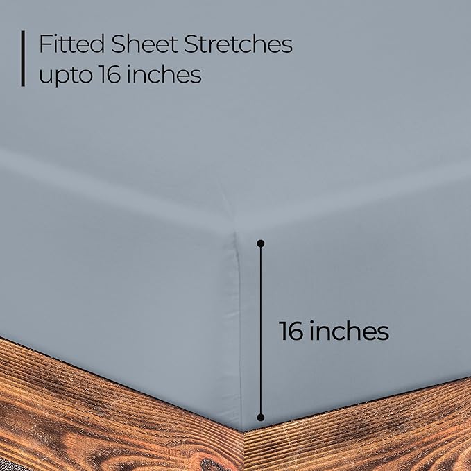ROYALE LINENS 300 Thread Count 100% Long Staple Combed Cotton Fitted Sheet Full - Image 2