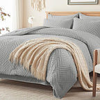 Zzlpp Full Comforter Set 7 Pieces, Light Grey Tufted Bed in a Bag - Image 2