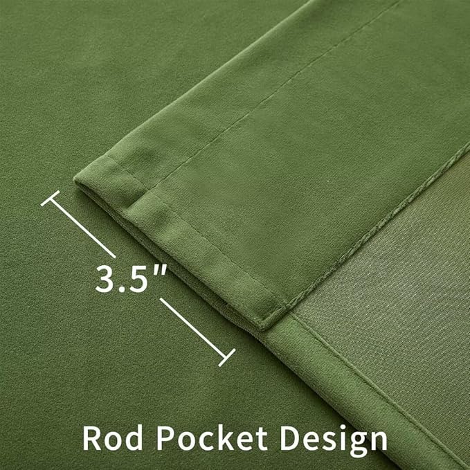 Joydeco Green Velvet Curtains 96 inch 2 Panel, Room Darkening Super Soft Velvet - Image 5