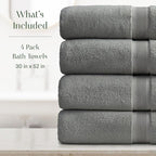 Springtree Home Luxury Bamboo Rayon Bath Towel Set of 4 | 35% Bamboo Rayon - Image 2