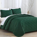 Yiran California King Quilt Set, Emerald Green Oversized Bedspread Bedding Set - Image 2