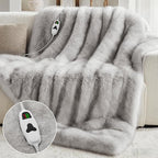 Heated Electric Blanket Throw, Octrot 50"X60" Faux Fur Heating Blanket Luxury - Image 9