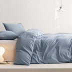 Wake In Cloud - Striped Cotton Duvet Cover Set, 100% Washed Cotton Textured - Image 5