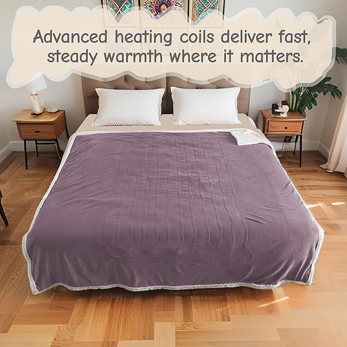 Electric Heated Blanket Twin Size 62"x84", Soft Flannel - Image 8