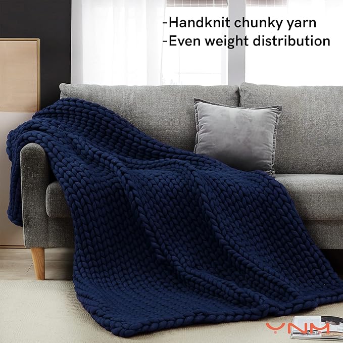 YnM Weighted Blanket, Handmade Chunky Knitted Design, Soft and Cozy, - Image 2