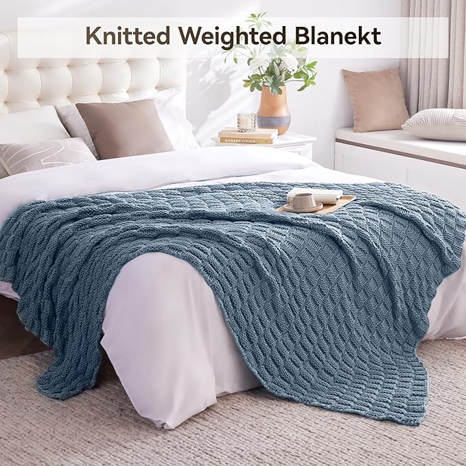 Knitted Weighted Blanket for Adult, No Beads Heavy Blanket 60” x 80'' 17lbs - Image 6