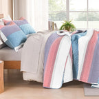 Litanika Twin Quilt Set Purple, 68x86 Stripe Bedspread Coverlet 2 Pieces - Image 2