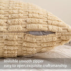 Aegero Pack of 2 Corduroy Decorative Throw Pillow Covers 26x26 InchSoft Striped - Image 3