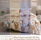 LONAVA Queen Flower 3 Pcs Duvet Cover Set, Breathable Soft Microfiber Biege - Image 5