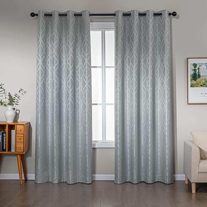 Amazon Basics Jacquard 2-Piece 100% Blackout Curtains, Living Room and Bedroom by AmazonBasics