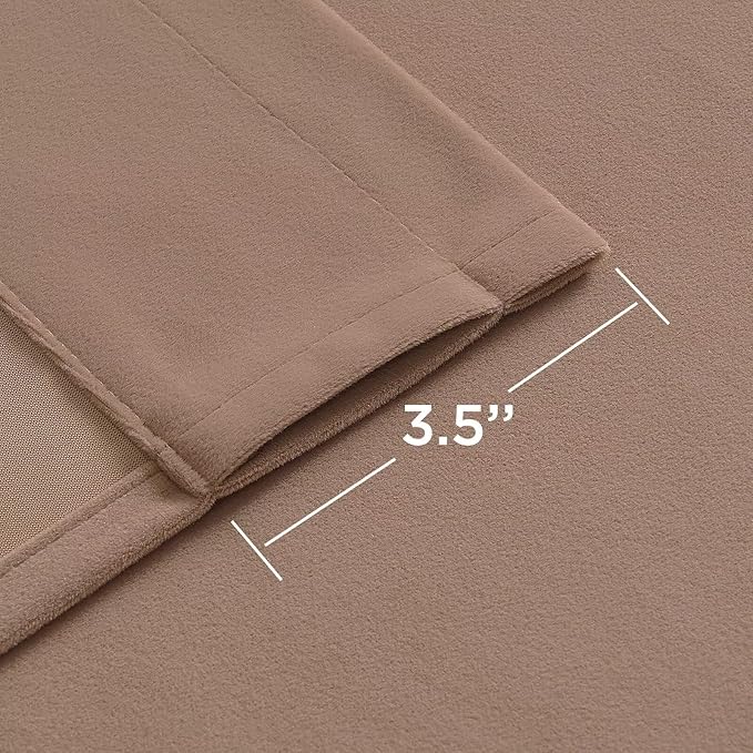 Joydeco Velvet Curtains Rose Beige Blackout Curtains Thermal Insulated 72 - Image 3