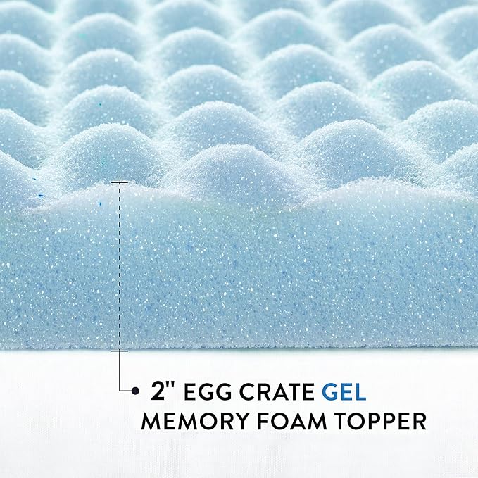 Best Price Mattress 2 Inch Egg Crate Memory Foam Mattress Topper, Cooling Gel - Image 8