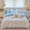 BOLINLIVING Cute Duvet Cover King Size, Reversible Light Blue & White Heart by BOLINLIVING
