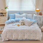 BOLINLIVING Cute Duvet Cover Queen Size, Reversible Light Blue & White Heart by BOLINLIVING