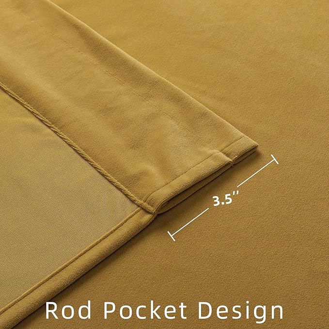 Joydeco Brown Velvet Curtains 120 inch Length 2 Panels, Luxury Blackout Rod - Image 3