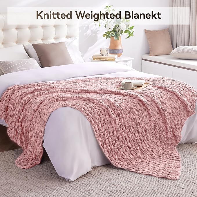 Knitted Weighted Blanket Adult, No Beads Heavy Blanket 50” x 60'' 5lbs - Image 6