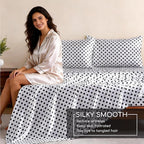 MR&HM Satin Bed Sheets with Elastic Corner Straps, King Size Sheets Set - Image 4