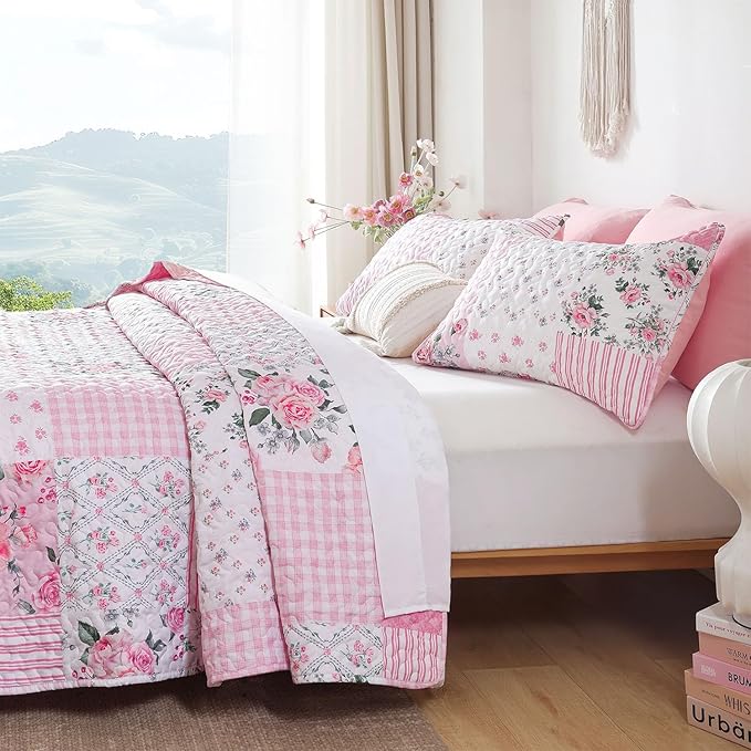 YIKUSH Quilt Sets Twin Size Floral Quilt Set 2 Pieces Bedding Set Bedspreads - Image 2