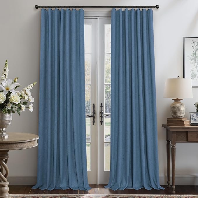 Denim Blue Living Room Black Out Curtains 63 Inch Long Insulated Thermal - Image 8