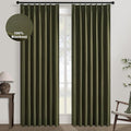 Topfinel Olive Green 102 Inches Long Custom Blackout Linen Curtains, Pinch by Topfinel