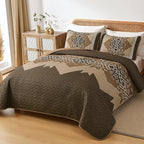 Dintszyayue Brown Quilt Set Queen Size, 3 Piece Boho Aztec Texture Bedspread - Image 5