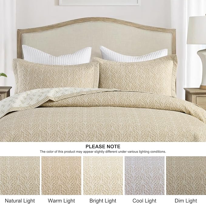 SahSahCasa Quilt Set Queen Size, 100% Cotton Quilt Bedding Set Bedspread - Image 9