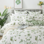 FADFAY Green Duvet Cover Set Twin Floral Bedding 100% Cotton Shabby Vintage - Image 8