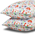 MANSPHIL Red White Cute Flowers Silk Pillowcase Standard Size, 22 Momme 100% by MANSPHIL
