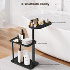 Bathtub Tray Table, Freestanding Bath Side Table Tub Tray Caddy, 3 Layer Bamboo - Image 4