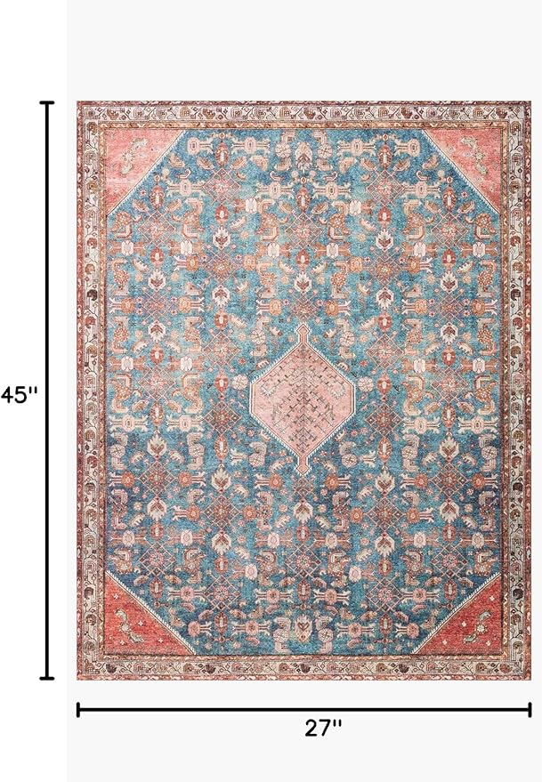 Loloi Layla Collection LAY-10 Marine/Clay 2'-3" x 3'-9" .13" Thick Accent Rug - Image 2