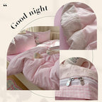mixinni Pink Gingham Duvet Cover Twin Size - Image 6