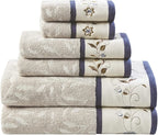 Madison Park Serene 100% Cotton Bath Towel Set Luxurious Floral Decorative by MADISONPARK